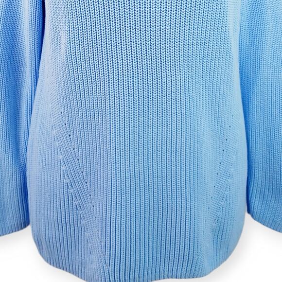 Lands' End SZ 1X Thick Knit Funnel Neck Sweater Sky Blue 100% Cotton - Picture 3 of 8
